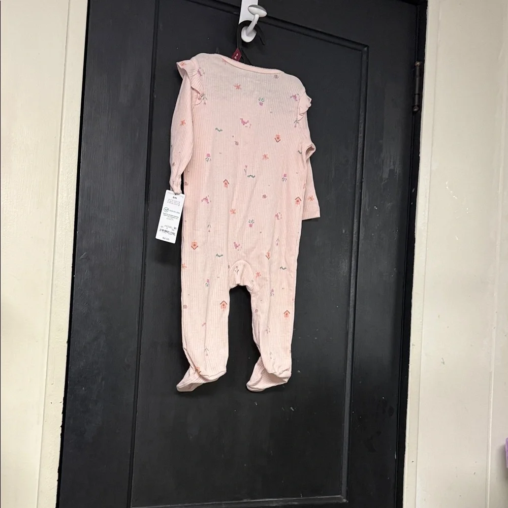 Carter's Light Pink Footed One Piece with Floral Accents